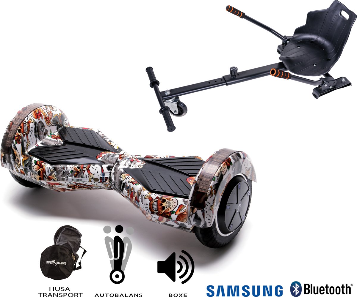 SMART BALANCE Paquet Hoverboard Transformers Tattoo + Hoverseat - 8 pouces, Bluetooth