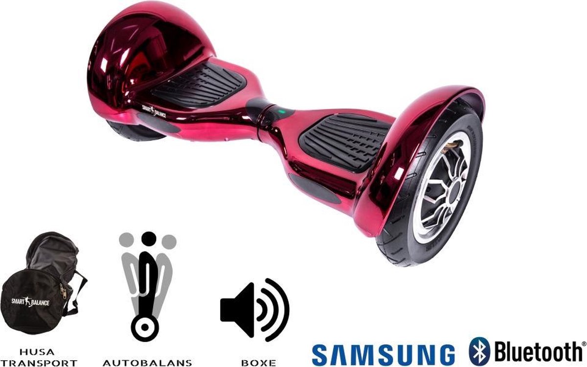 Smart Balance™ Hoverboard 10 tommer, OffRoad ElectroRed, Motor 700 watt, Batteri 4 Ah, Bluetooth, Lysdioder