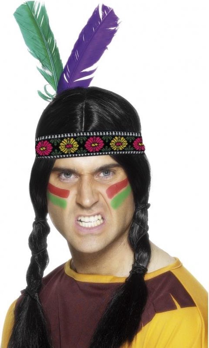 10x stuks indianen verkleed hoofdband met veren - Carnaval spullen