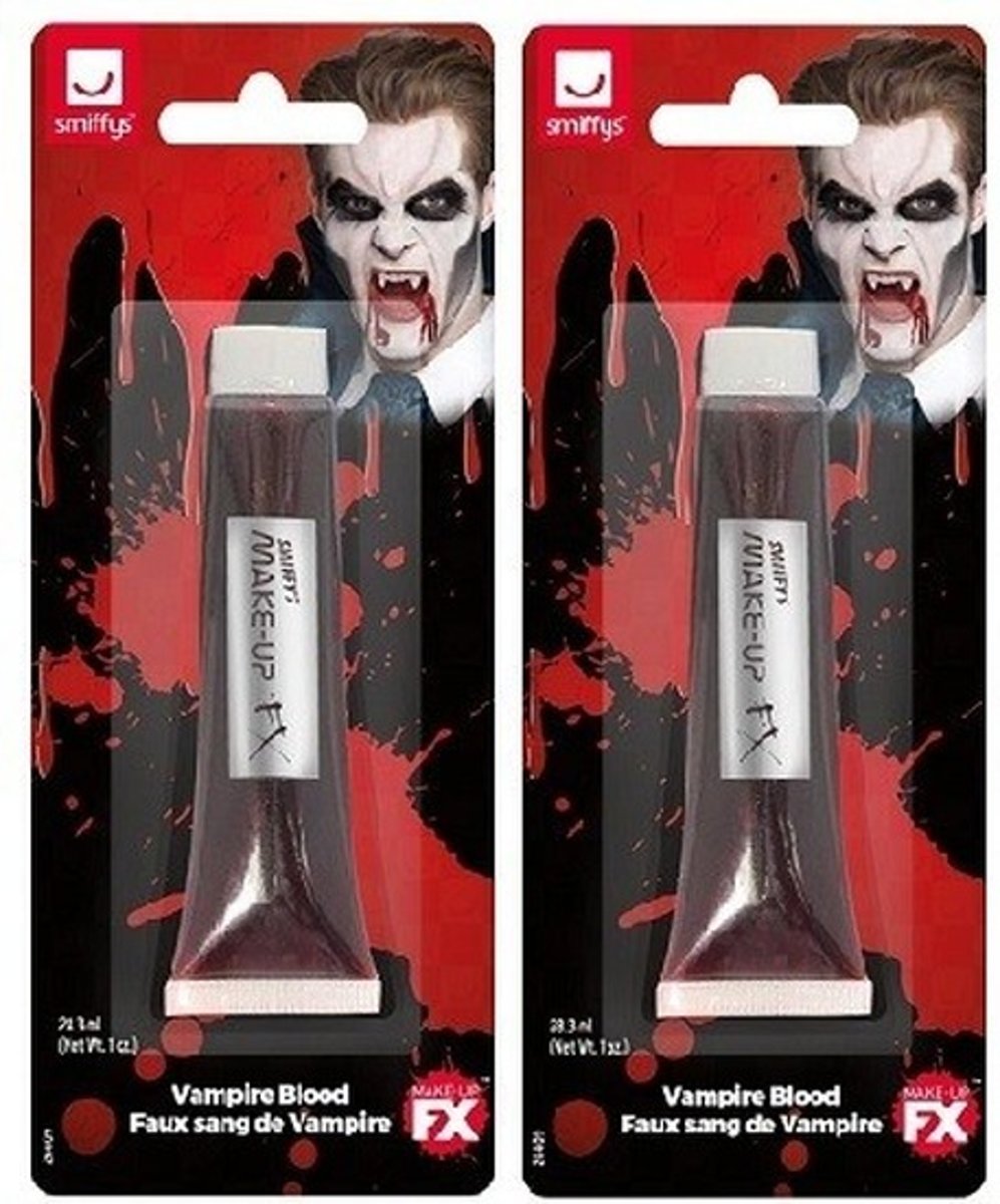 2x Nep bloed schmink/make up tubes 28 ml - Kunstbloed - Horror/Halloween thema filmbloed