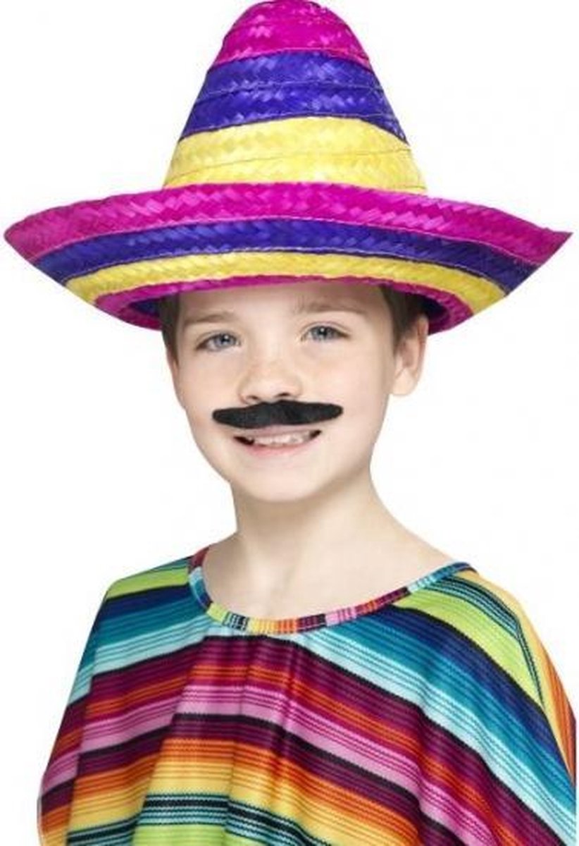 2x stuks gekleurde Mexicaanse verkleed sombrero voor kinderen - Carnaval hoeden