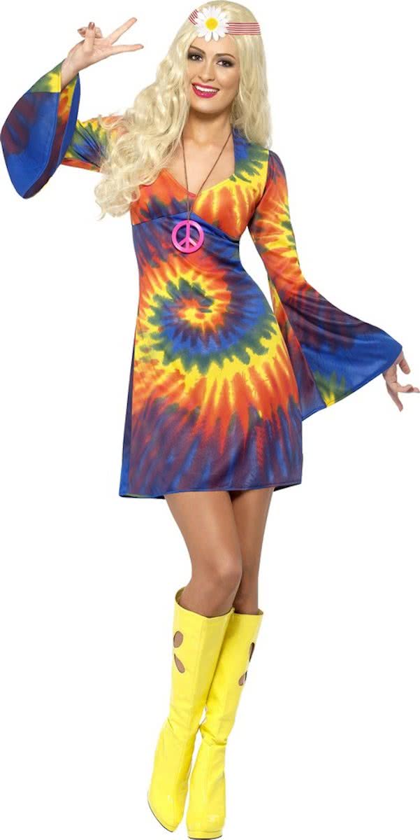 60s Hippie Psychedelisch Spiraal Kleuren Jurk Dames Kostuum - Medium