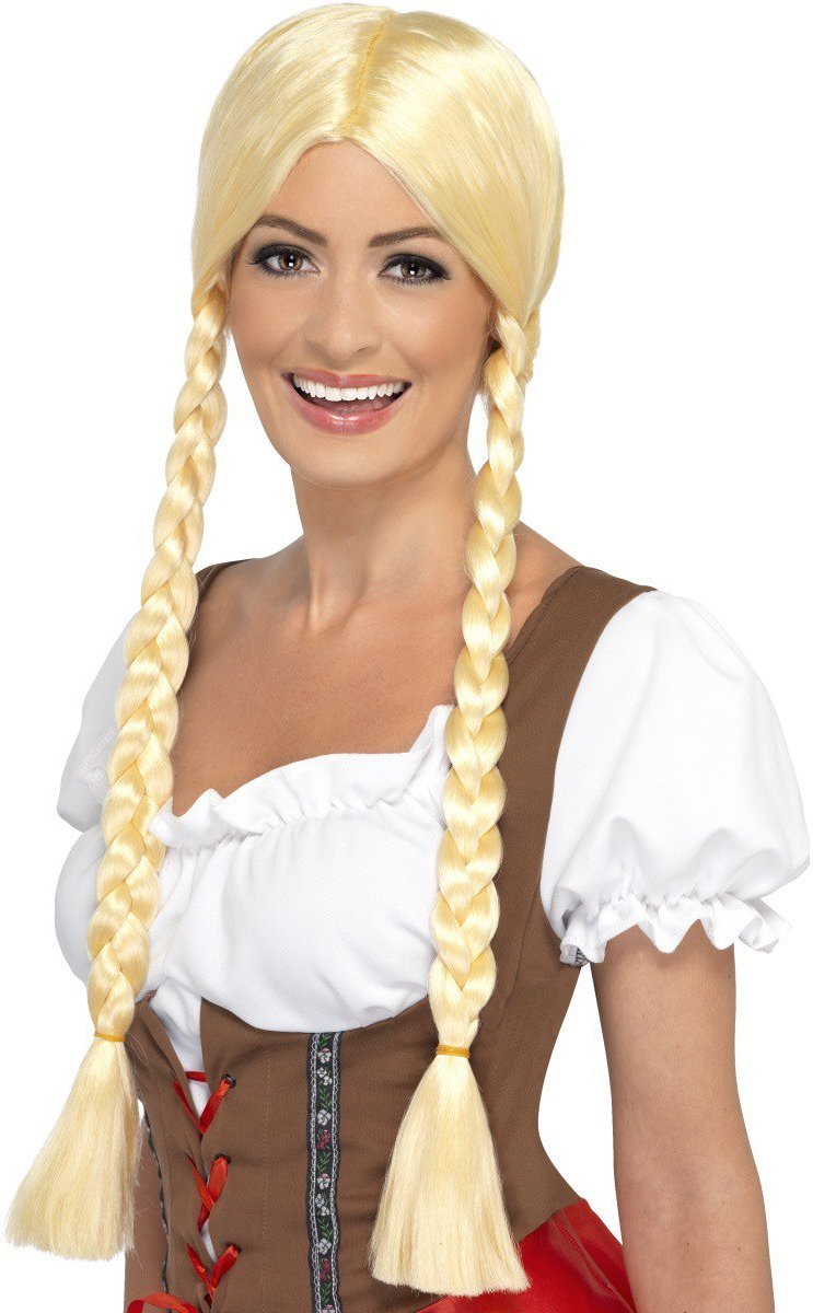 Bavarian Beauty Blonde Oktoberfest Pruik met Vlechten