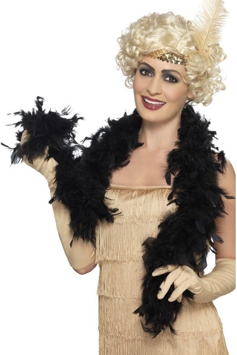 Carnaval Verkleed veren boa - zwart - 150 cm - carnaval accessoires - Feestartikelen