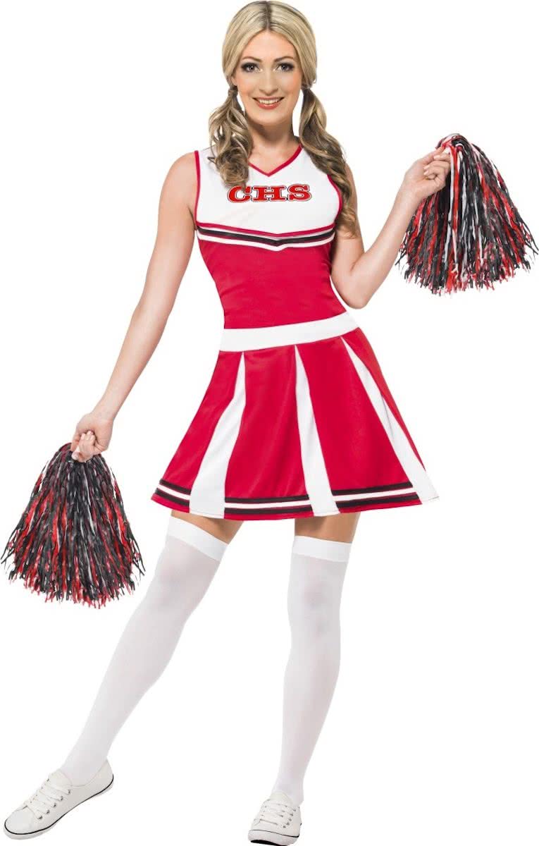 Cheerleader kostuum - Carnavalskleding - maat M - 40-42 - Rood/Wit