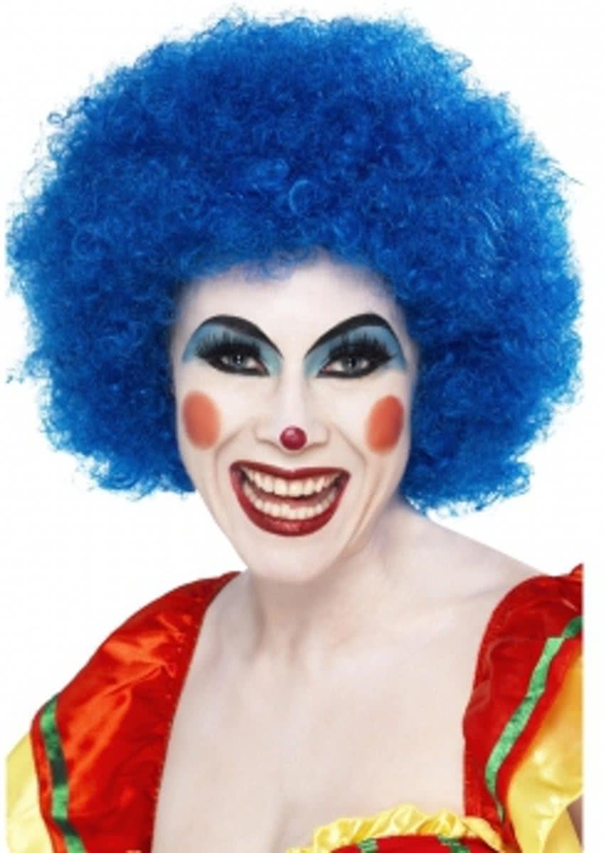 Crazy clown pruik blauw