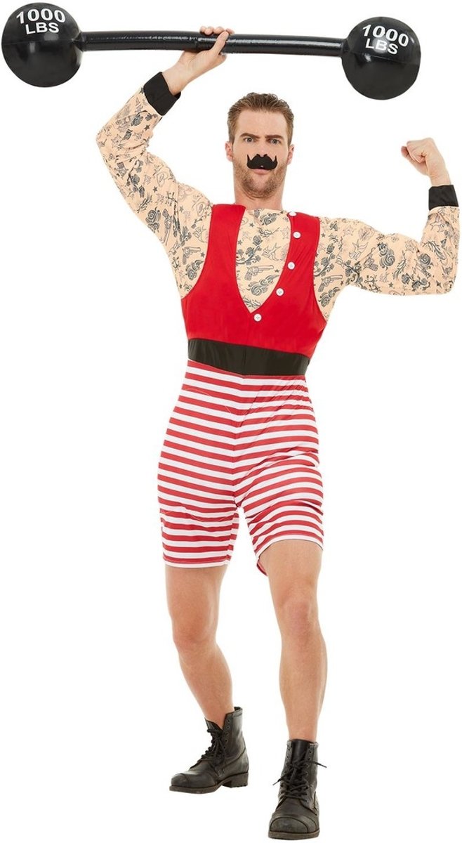 Deluxe Strongman Costume Red & White L