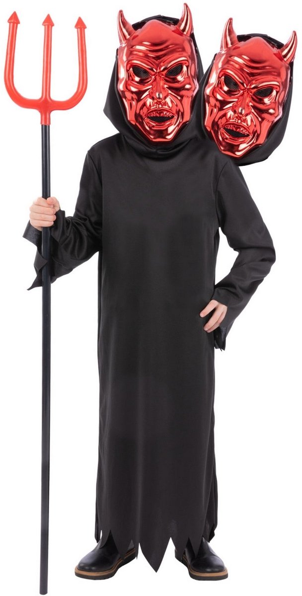 Enge Duivel Met Dubbele Hoofd Kind Kostuum