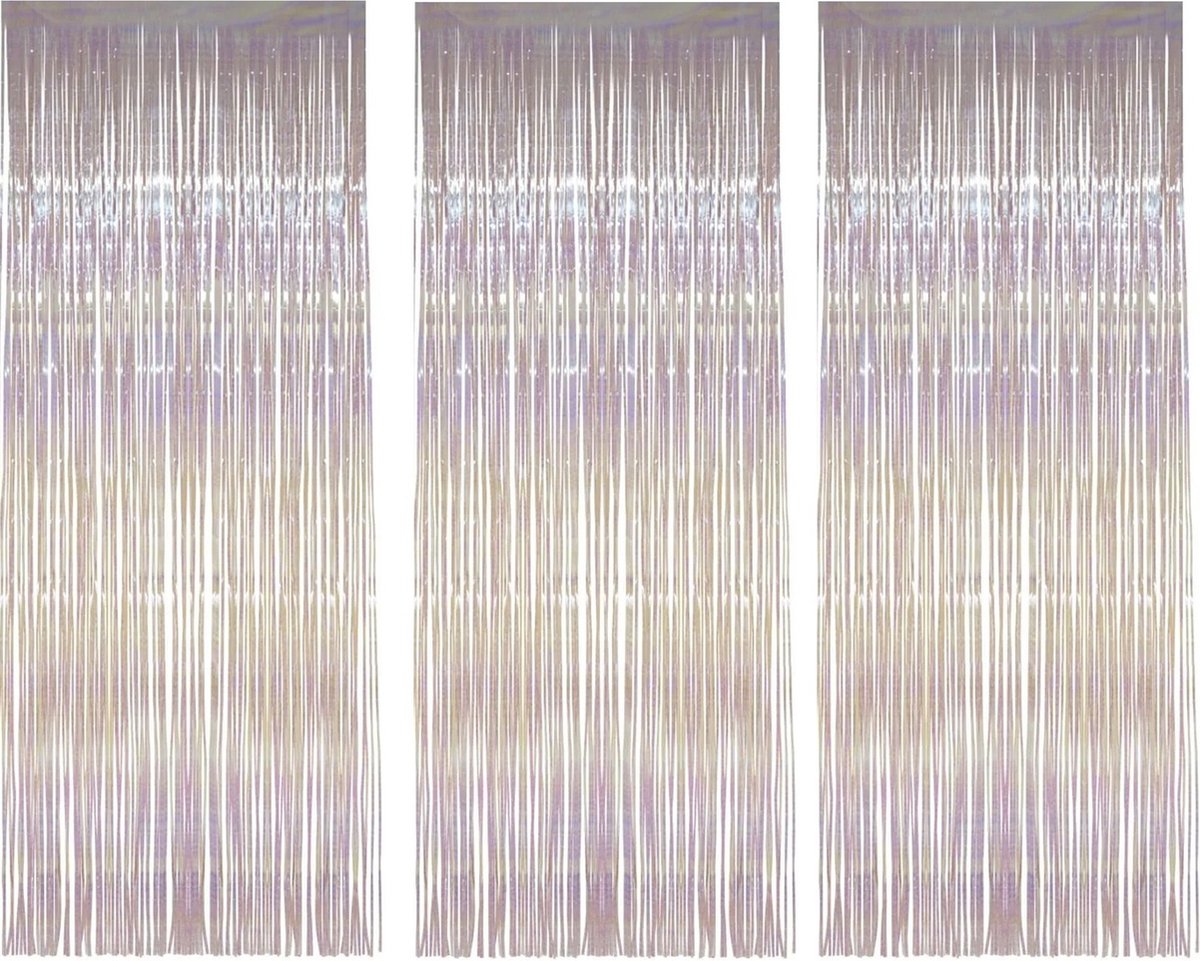 Folie deurgordijn versiering - 3x - transparant - 244 x 91 cm - glitter and glamour wanden - grote oppervlakten maken in glitter folie