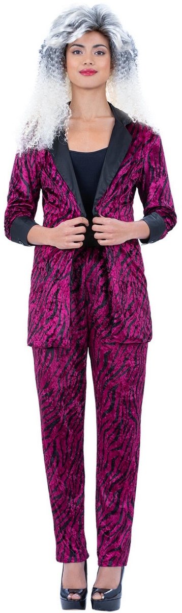 Fout 80s Pink Zebra Suit - Vrouw