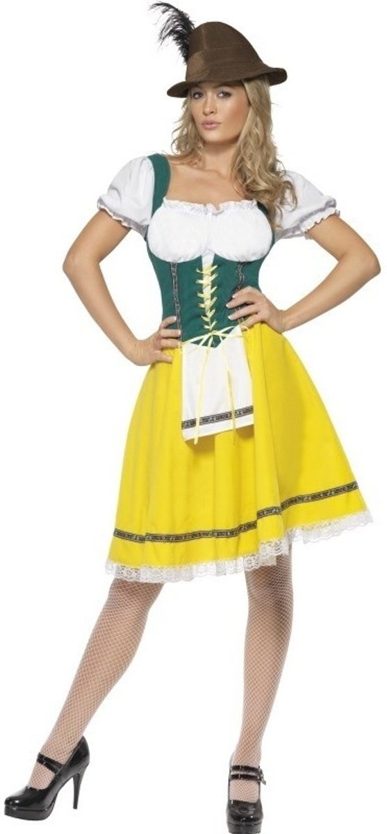 Geel/groen Oktoberfest Dirndl jurkje voor dames - bierfeest kleding 40-42 (M)