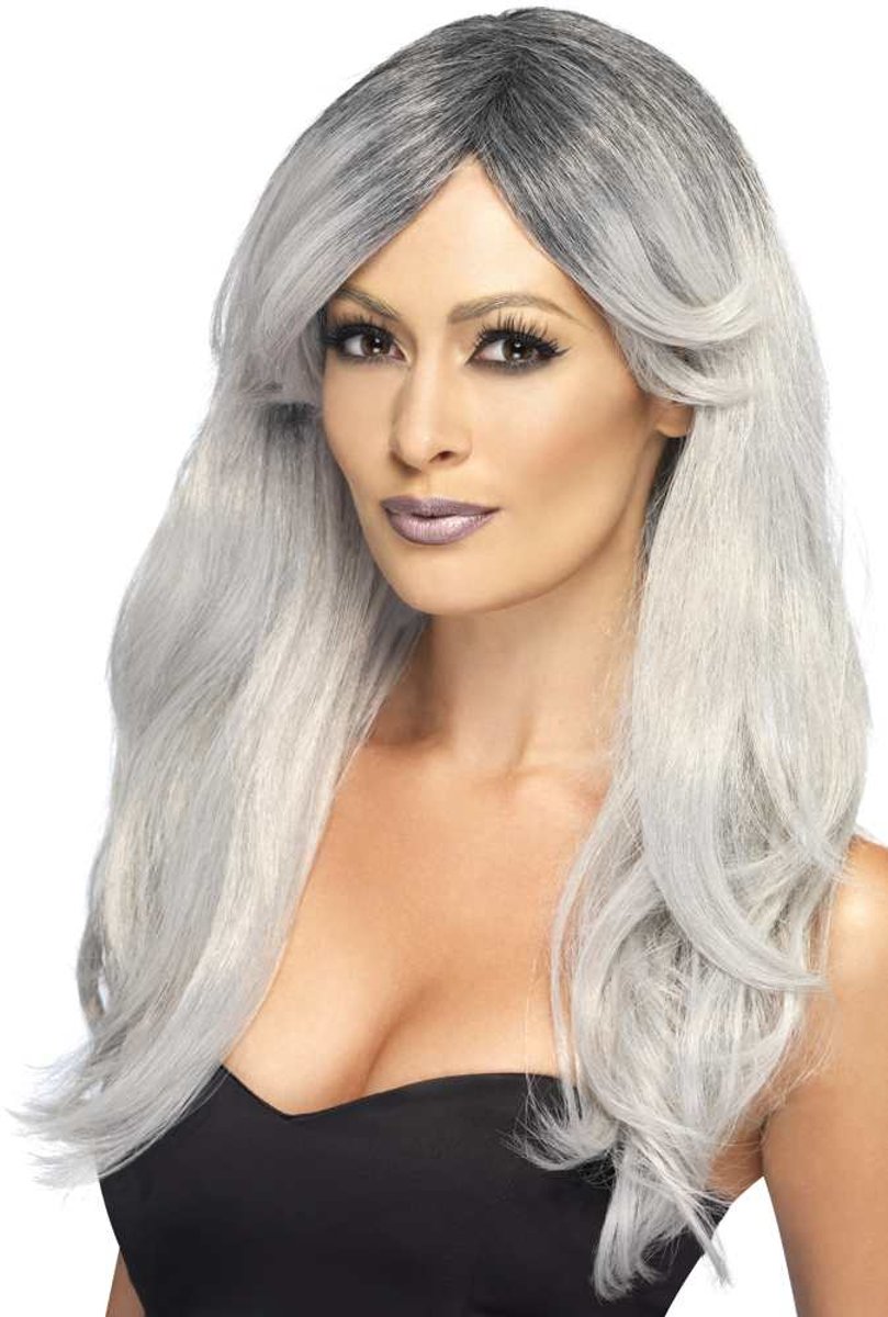 Ghostly Glamour Wig - Pruik met lang grijs haar