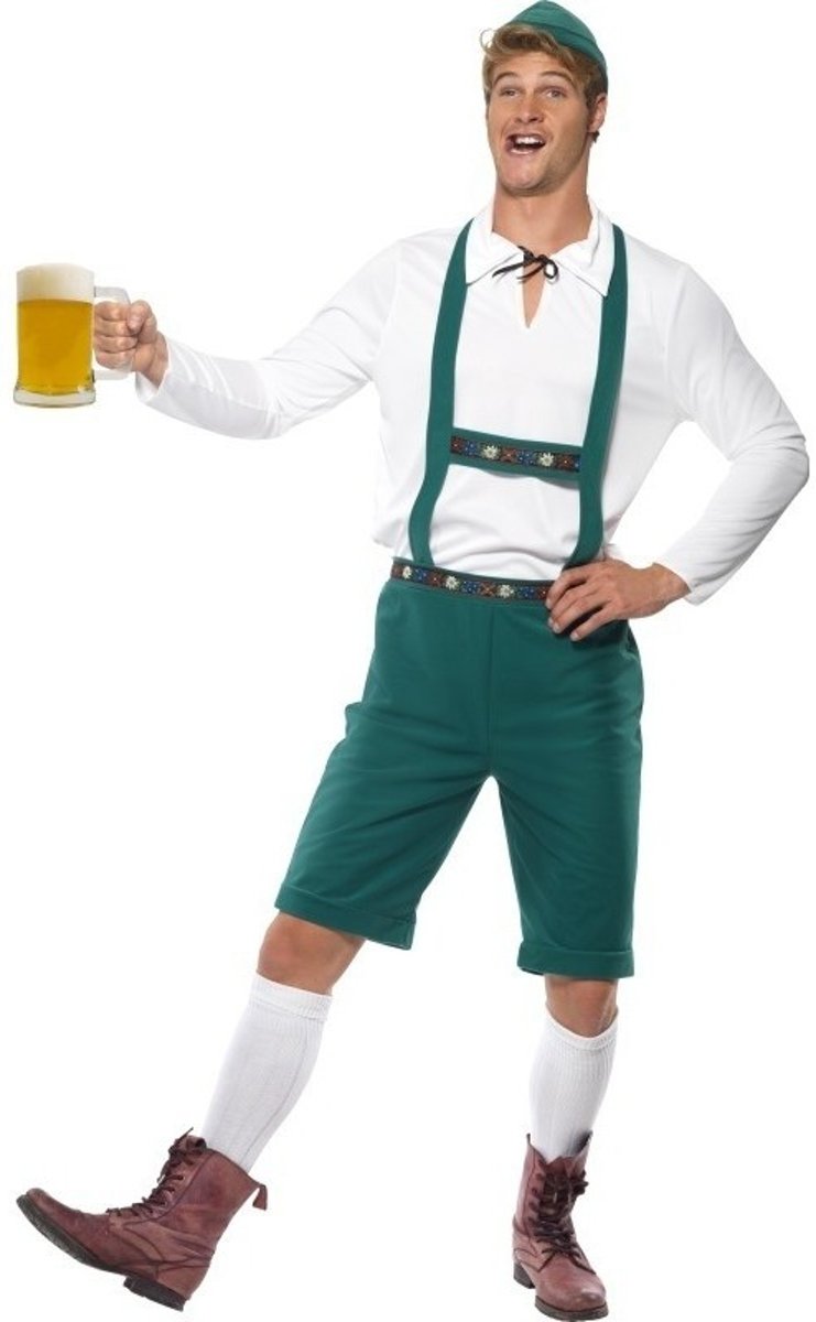 Groene Oktoberfest lederhosen voor heren - Bierfeest kleding 48-50 (M)