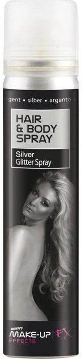 Haar en lichaam spray zilver glitter UV 75 ml