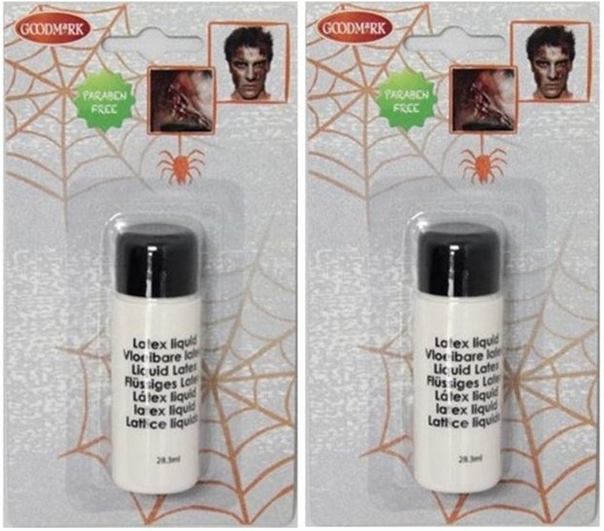 Halloween -  2x Vloeibare latex schmink/make-up tube 28 ml - Halloween make-up nephuid/wonden maken