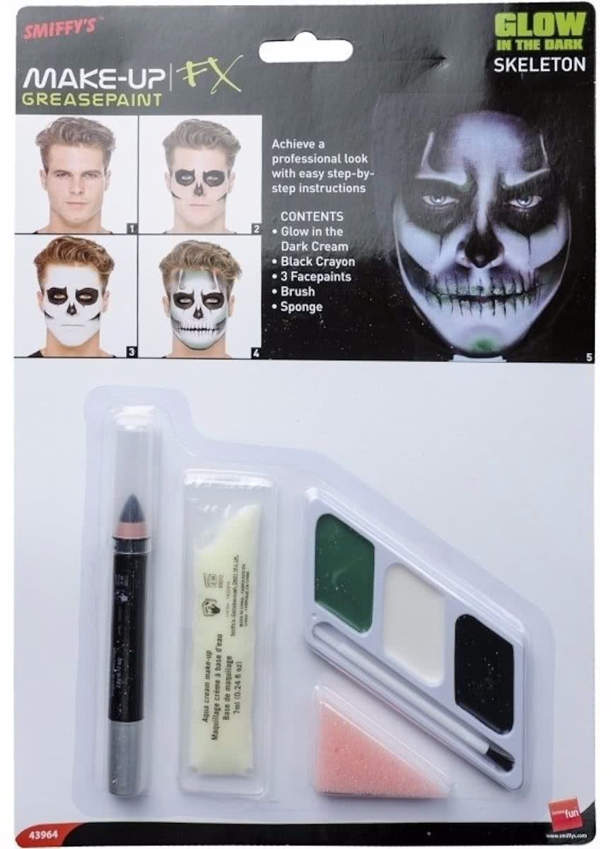 Halloween - Glow in the dark schmink setje skelet