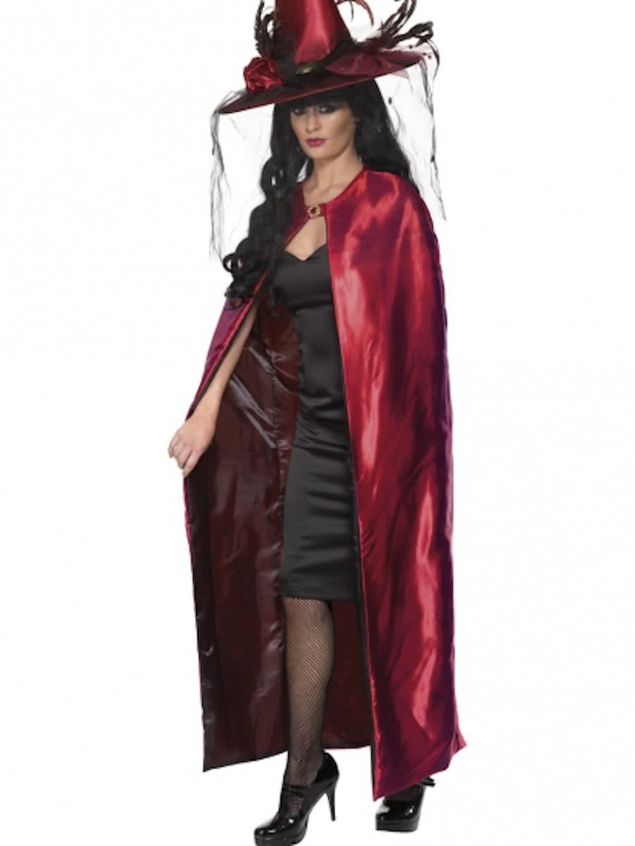 Halloween Tweezijdige luxe cape rood en zwart