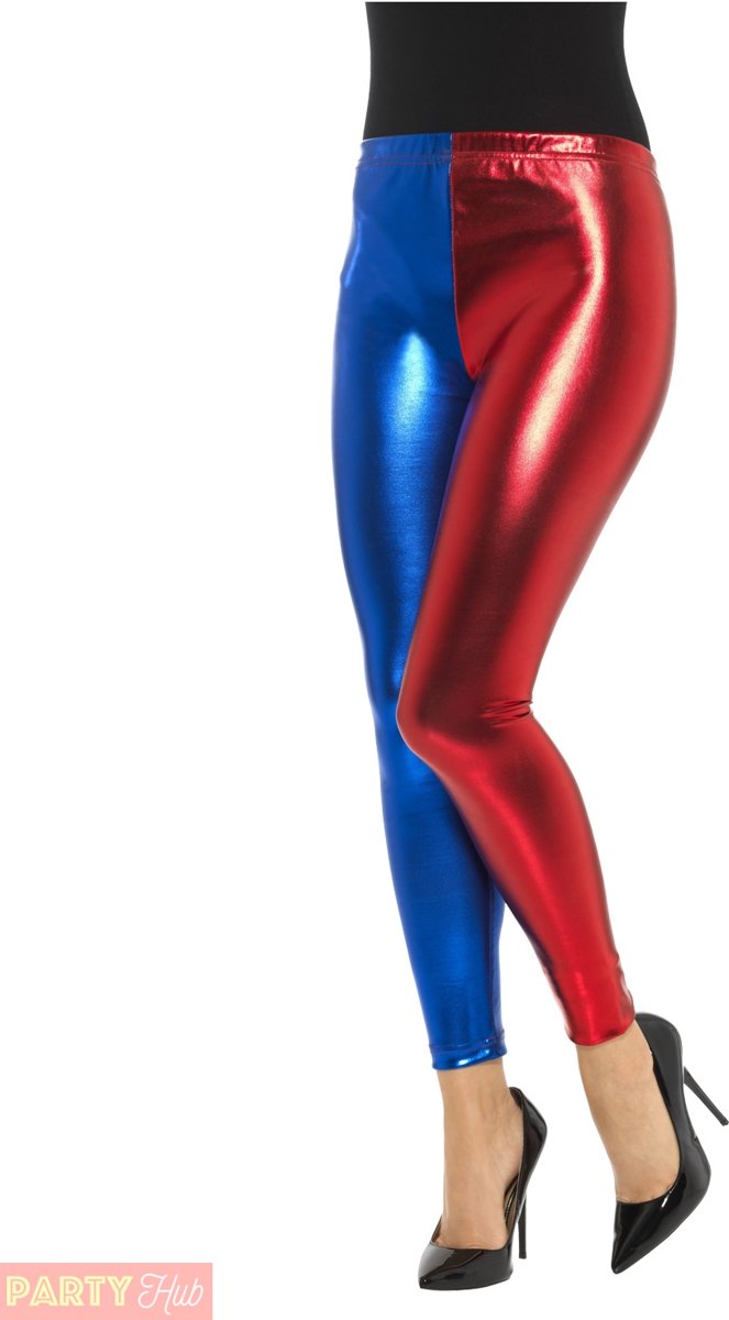 Harley Quinn High Waist legging in rood en blauw - maat 44-46