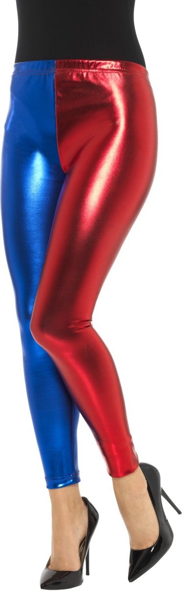 Harley Quinn legging - Harlekijn broek met rood en blauw - maat 36/38