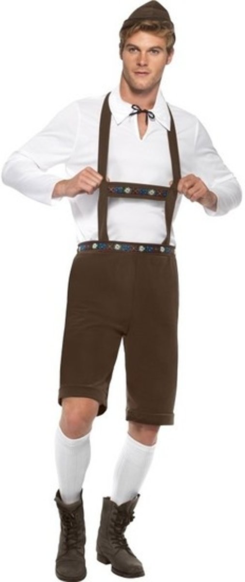 Oktoberfest - Bruine Oktoberfest lederhosen voor heren - Bierfeest kostuum 52-54 (L)