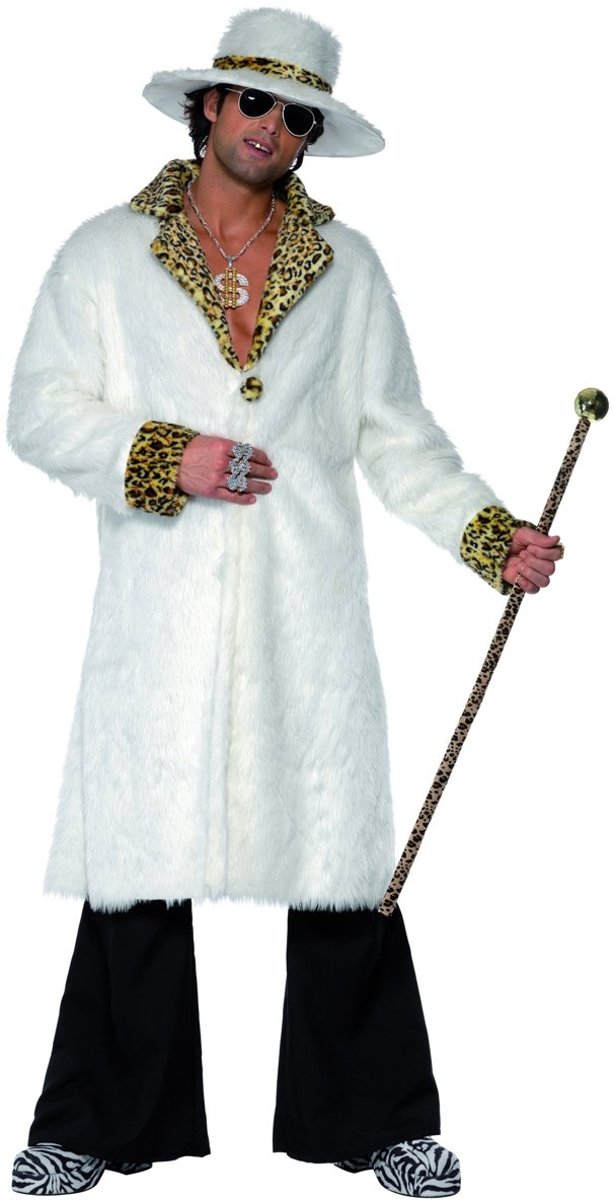 Pimp Costume, White And Leopard Ski