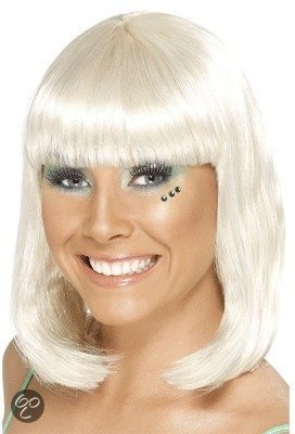 Platina blonde pruik met pony