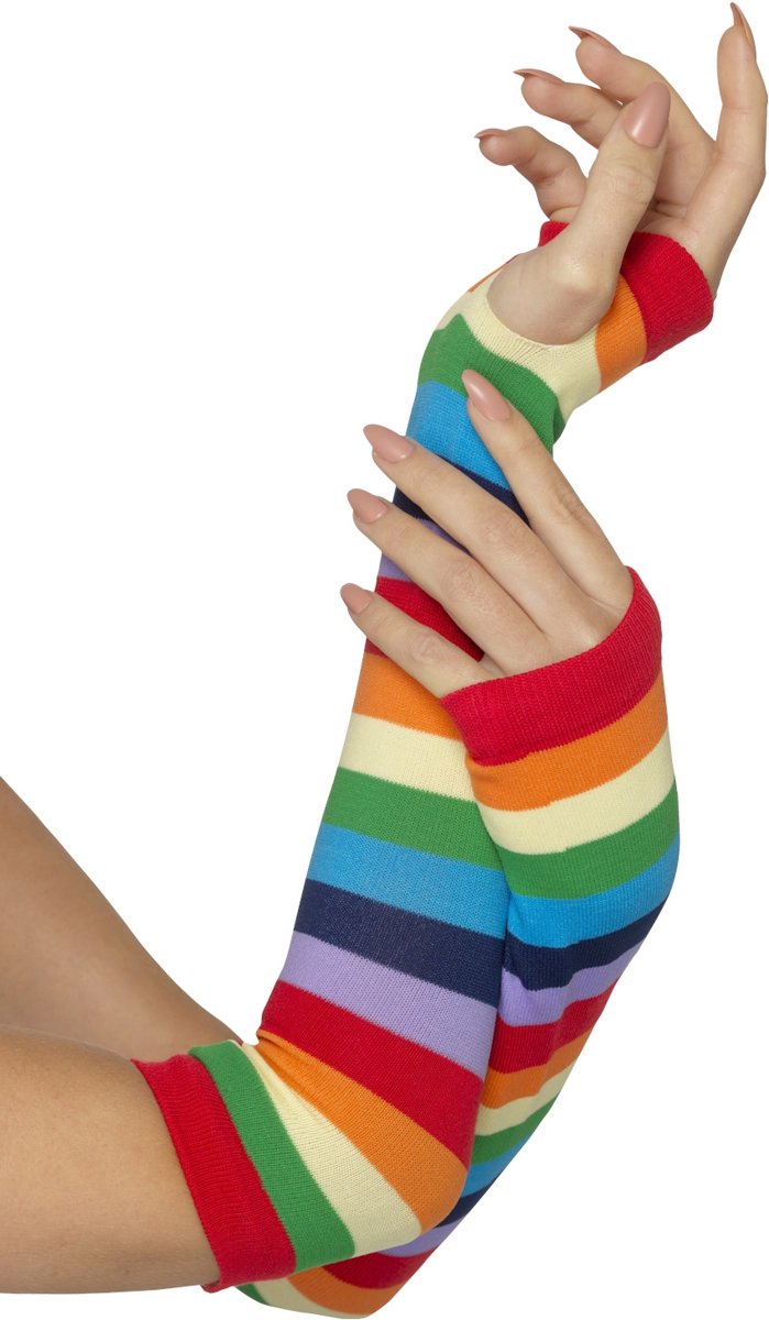 Regenboog armwarmers/handschoenen - 1 paar arm warmers in diverse kleuren