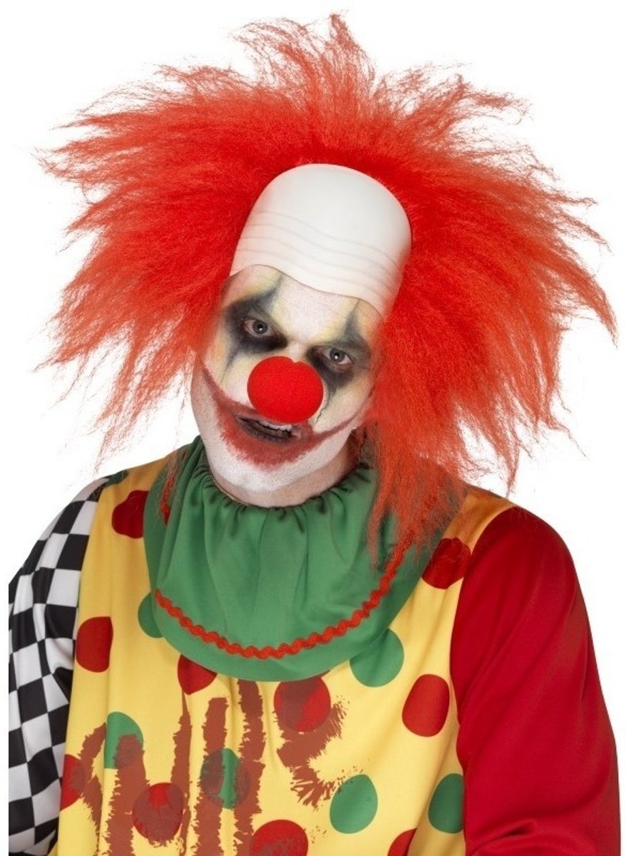 Rode korte clownspruik voor volwassenen