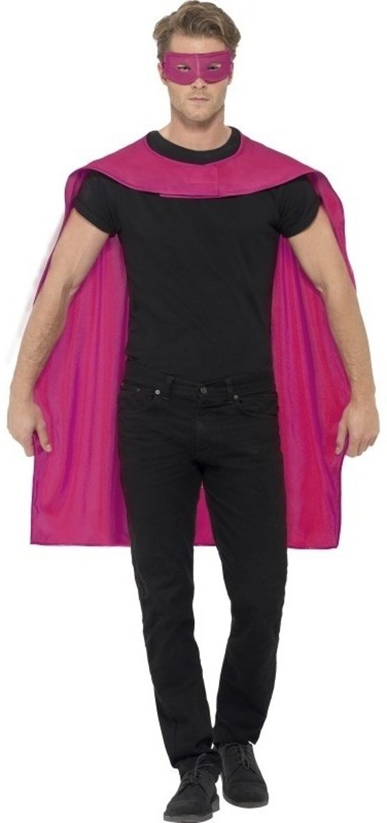 Roze cape met oogmasker voor volwassenen