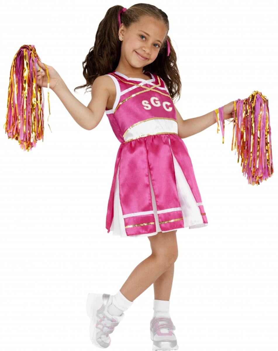 Roze cheerleader meisjes kostuum 110-122 (4-6 jaar)