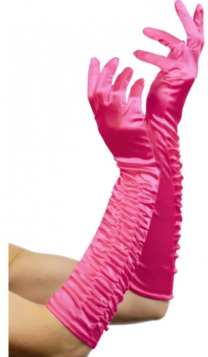 Roze lange handschoenen