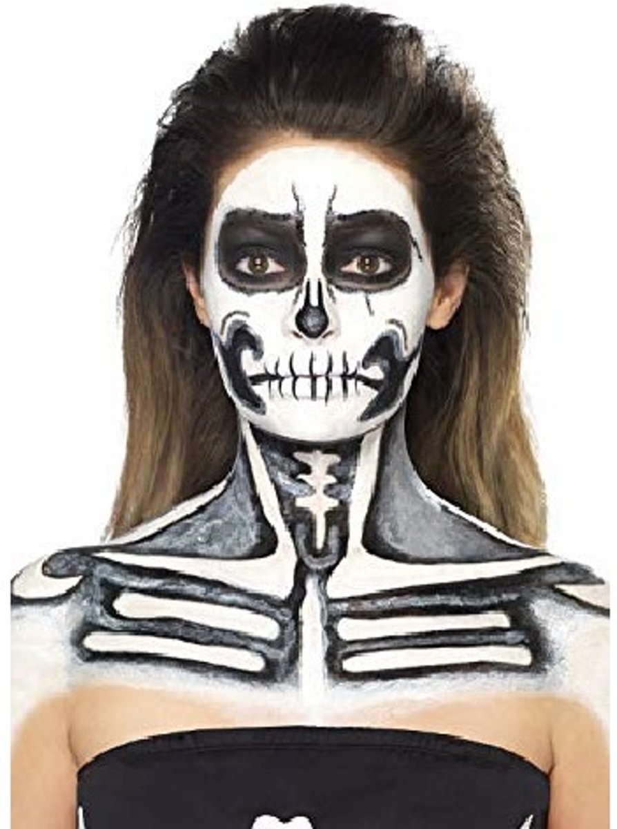 Skeleton Liquid Latex Kit with Black & White Make Up Pots & 2 Sponge Applicators 28ml/1oz