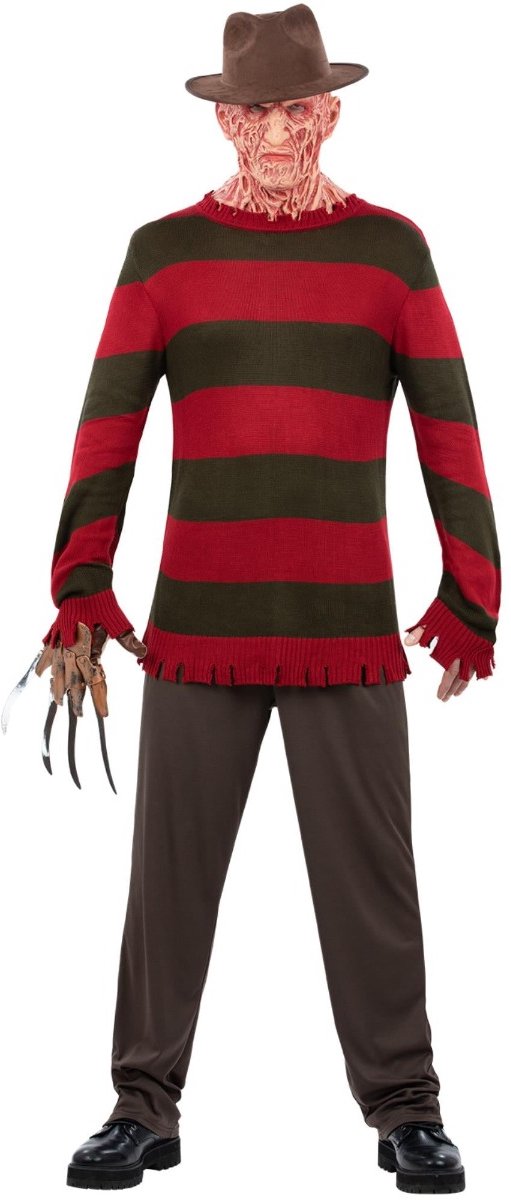   - A Nightmare On Elm Street, Freddy Krueger Kostuum Top - S - Bruin/Rood