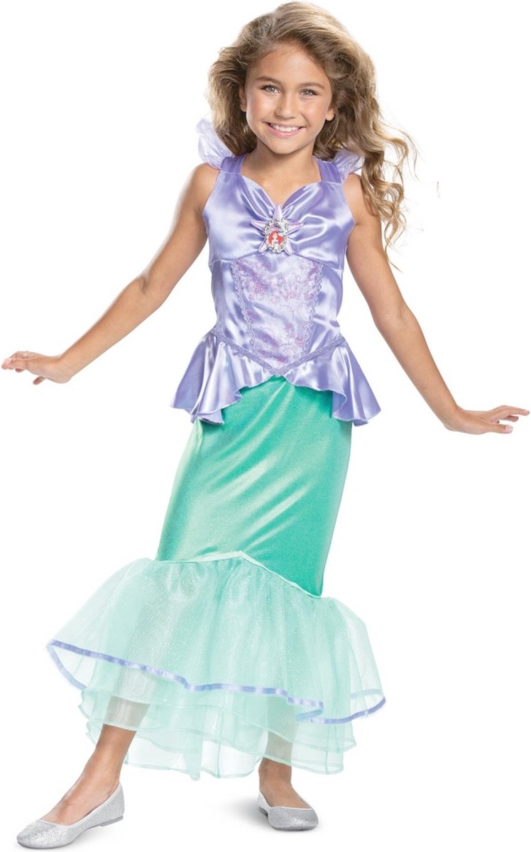   - Ariel de Zeemeermin Kostuum - Mooie Disney Kleine Zeemeermin Ariel Deluxe - Meisje - groen,paars - Medium - Carnavalskleding - Verkleedkleding