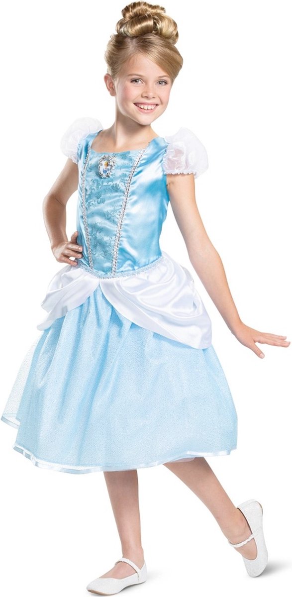   - Assepoester Kostuum - Prinses Disney Assepoester Deluxe - Meisje - blauw - Medium - Carnavalskleding - Verkleedkleding