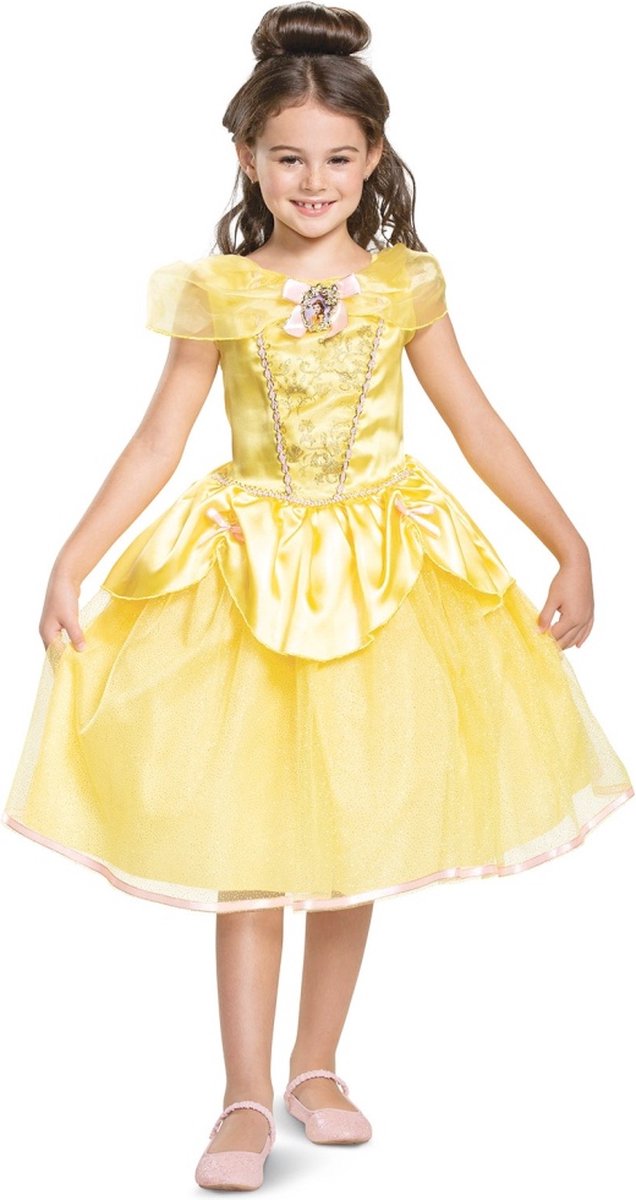   - Belle & Het Beest Kostuum - Prinses Disney Beauty And The Beast Belle Deluxe - Meisje - geel - Medium - Carnavalskleding - Verkleedkleding