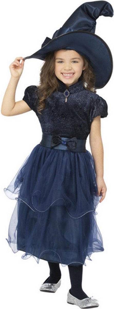   - Deluxe Midnight Witch Kinder Kostuum - Kids tm 12 jaar - Blauw
