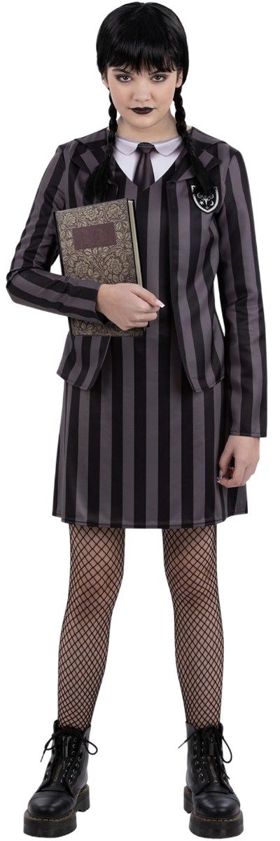  - Gothic School Uniform Kinder Kostuum - Kids tm 6 jaar - Zwart/Grijs