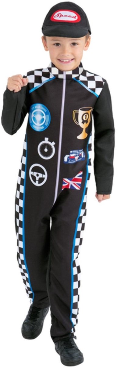   - Racing Driver Kinder Kostuum - Kids tm 12 jaar - Zwart