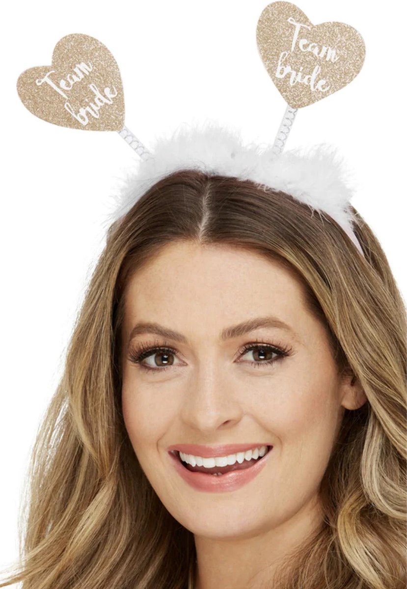   Diadeem/tiara Team Bride - 6x - wit/goud - polyester - 25 x 25 cm - vrijgezellenfeest