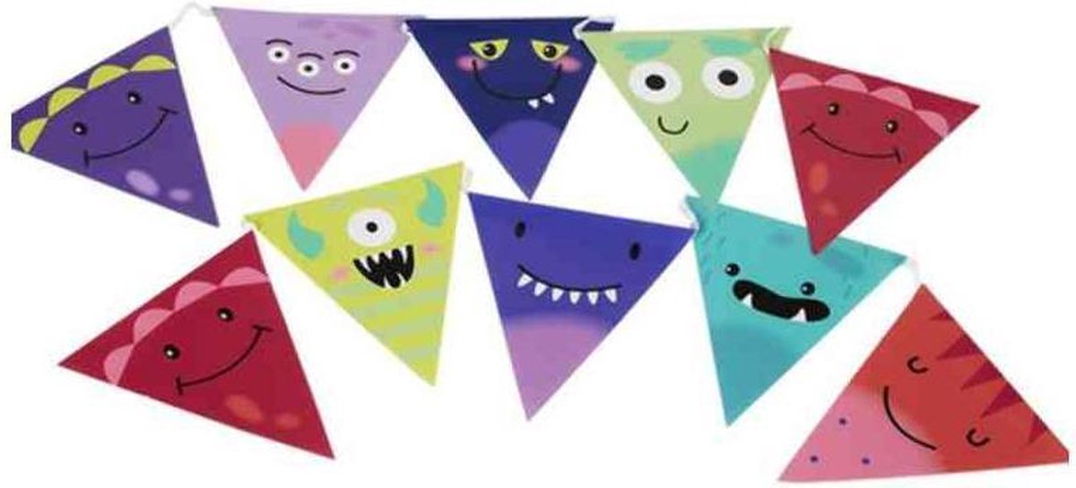 Smiffys Halloween Decoratie Monster Tableware - Party Bunting Multicolours