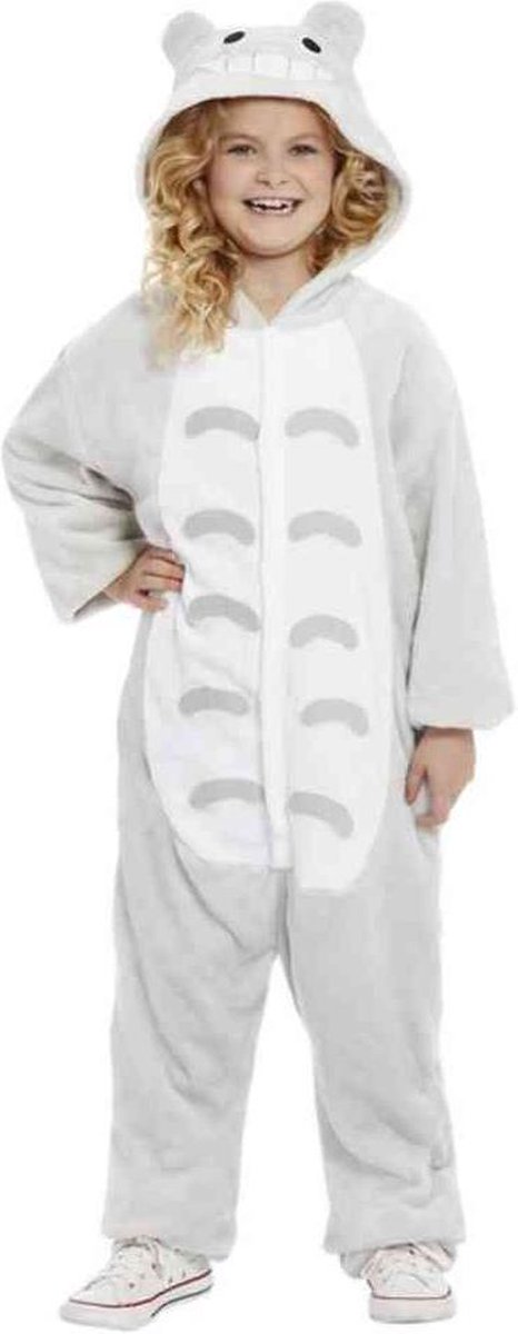 Smiffys Kinder Kostuum -Kids tm 12 jaar- Cat Onesie Grijs