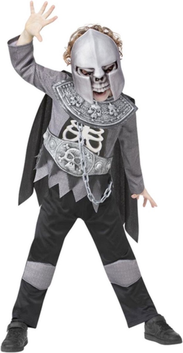   Kinder Kostuum -Kids tm 12 jaar- Deluxe Skeleton Knight Grijs/Zwart