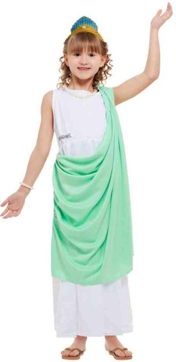 Smiffys Kinder Kostuum -Kids tm 12 jaar- Horrible Histories Roman Girl Wit/Groen