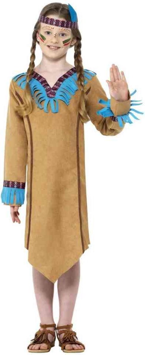 Smiffys Kinder Kostuum -Kids tm 12 jaar- Native American Inspired Girl Bruin