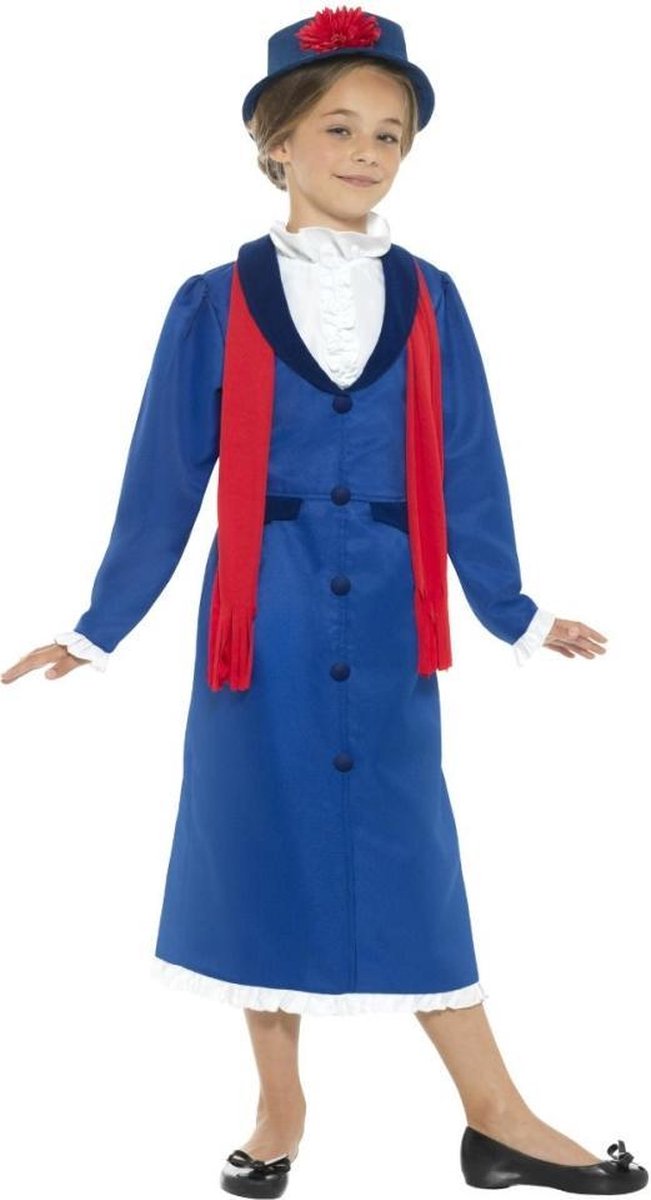   Kinder Kostuum -Kids tm 12 jaar- Victorian Nanny Blauw