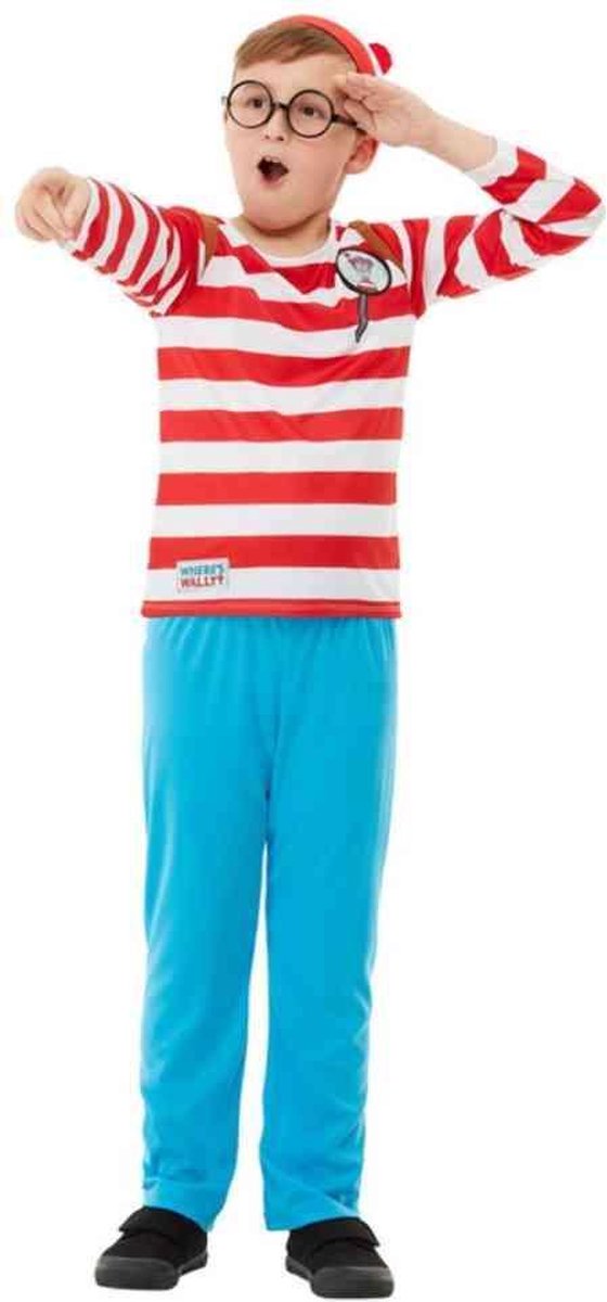   Kinder Kostuum -Kids tm 12 jaar- Wheres Wally? Deluxe Multicolours/Wit