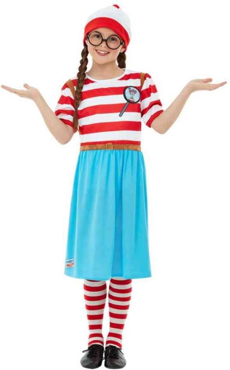   Kinder Kostuum -Kids tm 12 jaar- Wheres Wally? Wenda Deluxe Rood/Wit