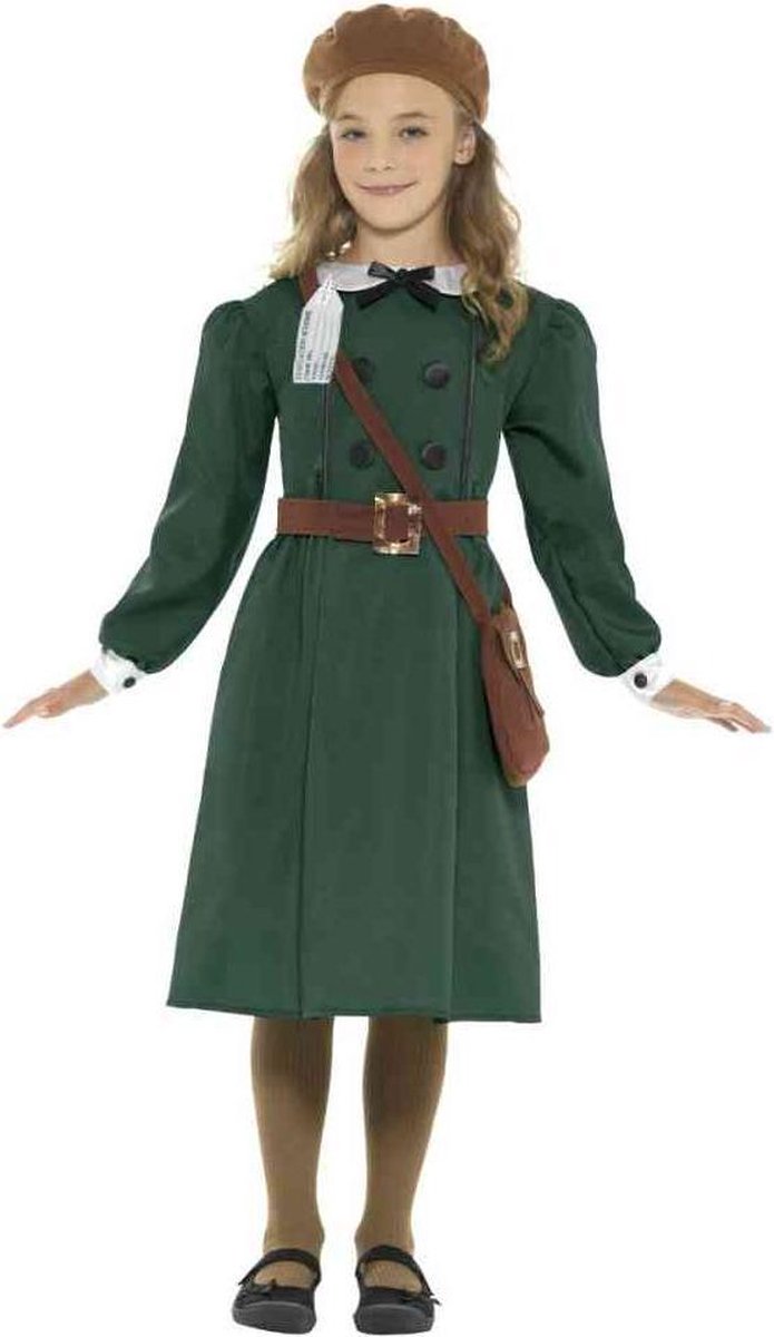   Kinder Kostuum -Kids tm 14 jaar- WW2 Evacuee Girl Groen