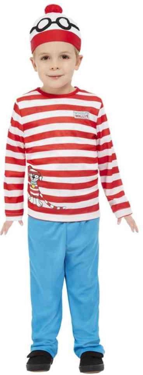   Kinder Kostuum -Kids tm 2 jaar- Wheres Wally Rood/Wit